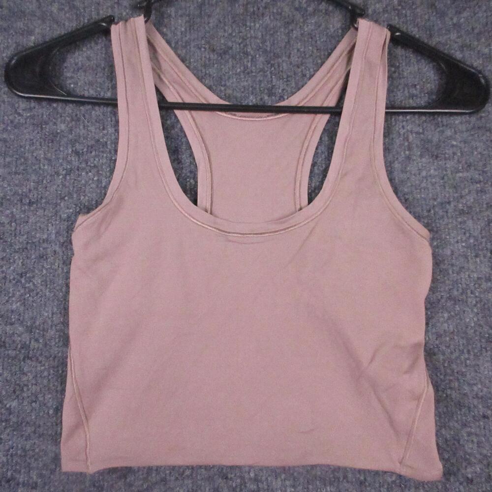 Lululemon Tank Top Womens Small Pink Cropped Racerback Scoop Neck Yoga Athletic
